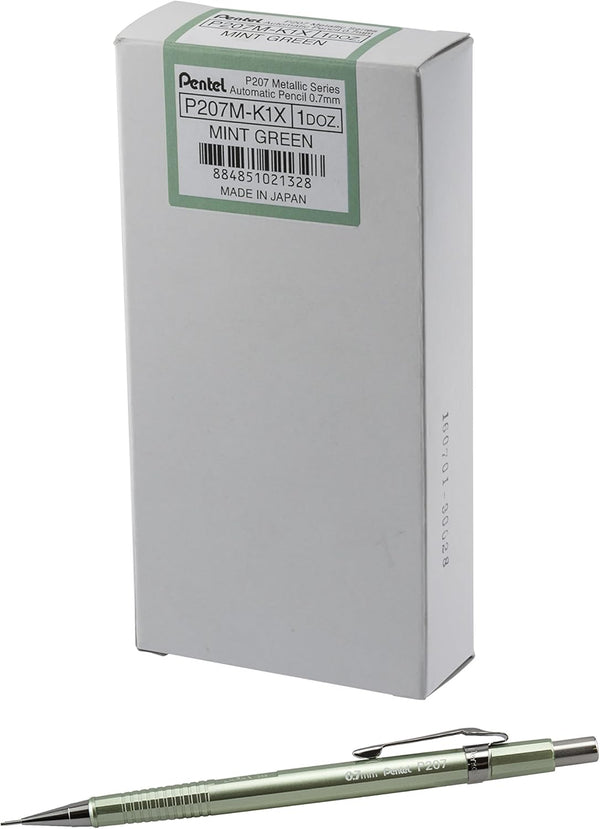 Pentel Sharp Mechanical Pencil (0.7mm) Box of 12 Metallic Celadon Barrel (P207MK1)