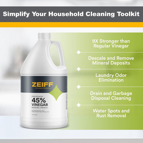45% 2 Zeiff Pure Concentrated Vinegar - Technical Grade Acetic Acid Solution for Home and Outdoor Use - Cleaning