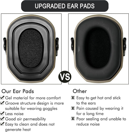 GEVO 2 Pack Gel Ear Pads for Walker's Razor Earmuffs, Comfortable Replacement Ear Cups with TPU Leather Silicone Gel