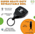 Specialist ID 2 Pack - SUPER Heavy Duty Retractable Keychain, 8oz or 10 Keys with 48” Kevlar Lanyard (Black)