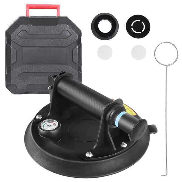 8" Heavy Duty Suction Cup Lifter | 1 Pack Industrial Glass Vacuum Suction Cups with Pressure Gauge