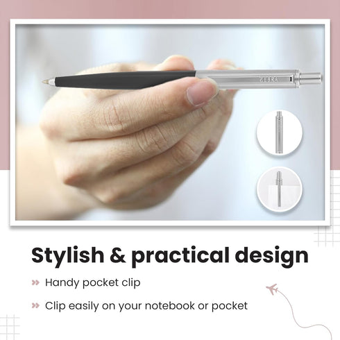 Zebra Pen 901 Grey Retractable Ballpoint Pen, Premium Barrel, Medium Point 1.0mm, Black Ink, 1-Pack