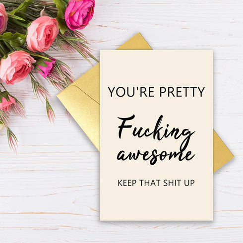 Qamza Funny Encouragement Card for Him Her, Friendship Day Gift for Bestie, Thank You Card for Coworker, Rude