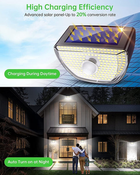3 200 IP65 6 Pack Solar Lights Outdoor, Motion Sensor Solar Wall Lights with Lighting Modes, LED Outdoor Solar Lights