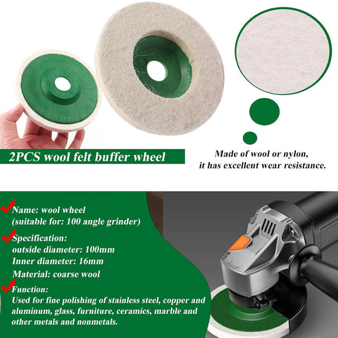 18Pcs 4 Inch 14Pcs Wheel,3Pcs Buffering Wheels Polishing Kit with Compound for Angle Grinder,Includes Nylon Fiber Flap