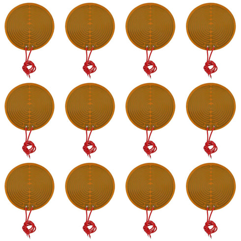 12pcs 12V 13W Flexible Polyimide Heater Plate Round Adhesive Heating Film 70mmx70mm.