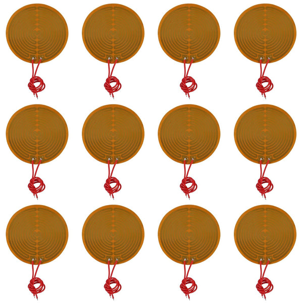 12pcs 12V 13W Flexible Polyimide Heater Plate Round Adhesive Heating Film 70mmx70mm.