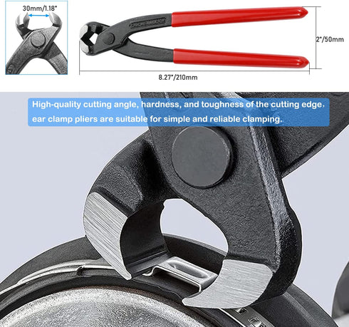 210pcs Single Ear Hose Clamp with Pincers Crimper Tool, 12 Size 6-36.1mm 304 Stainless Steel Assortment Kit