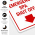 Sigo Signs 10x7 Inches, .040 Emergency Spa Shut Off Sign, Rust Free Aluminum, Fade Resistant, Made in USA