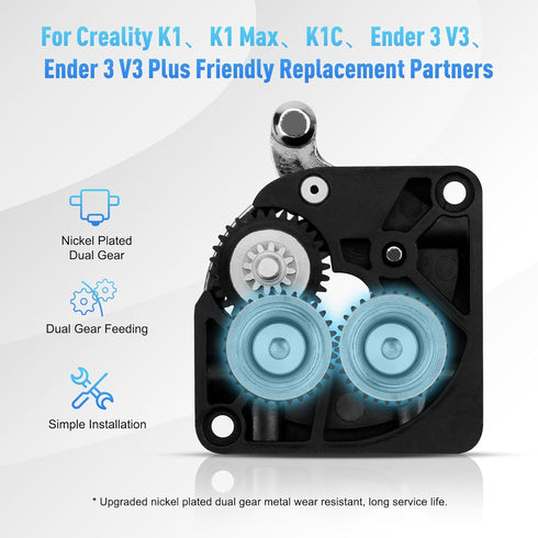 k1 Max Extruder Upgrade xirbbo Gears Kit 2pcs Motor for K1 / K1 Max / K1C Nickel Plated Hardened Steel