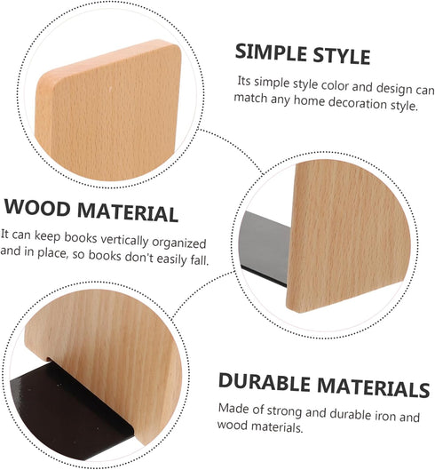 Stylish Beech Wood Bookends for Desk and Shelf Organization