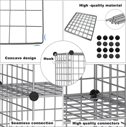 C&AHOME Wire Cube Storage, 8-Cube Organizer Metal Grids, Modular Shelves Units for Home, Office, Living Room