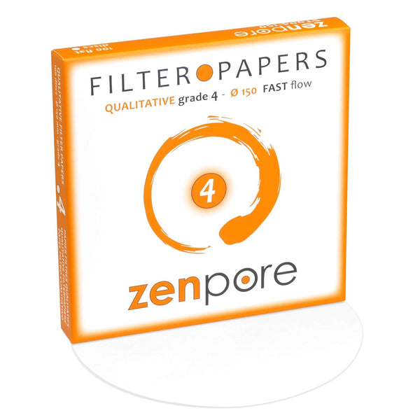 15 cm Lab Filter Paper, Standard Qualitative Grade 4 - ZENPORE Fast Flow 150 mm (100 discs)