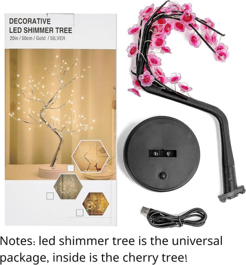 4 Pack 18inch 36 Cherry Blossom Tree Lamp, Led Bonsai Tree Lights, Battery/USB Operated Japanese Decor Night Lights