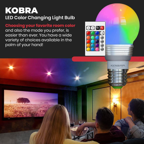Bulb (4-Pack) 16 Lightbulb Kobra LED Color Changing Light with Remote Control - Different Color Choices Smooth, Fade