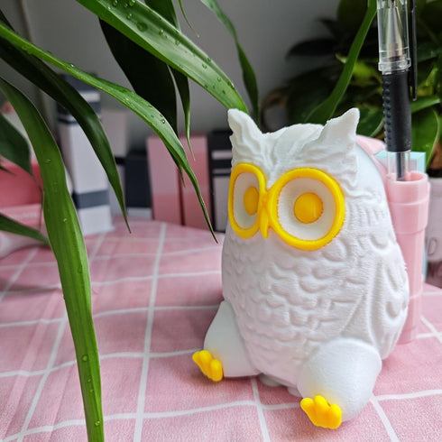 Owl Sticky Note Dispenser – Cute Rotating Animal Pop-up Note Holder with Pen Holder for Desk Home Office, 3x3 in