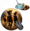 Running Horse Design Round Mouse Pad with Coasters Set, Non-Slip Rubber Mousepad for Office Desk Decor