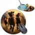 Running Horse Design Round Mouse Pad with Coasters Set, Non-Slip Rubber Mousepad for Office Desk Decor