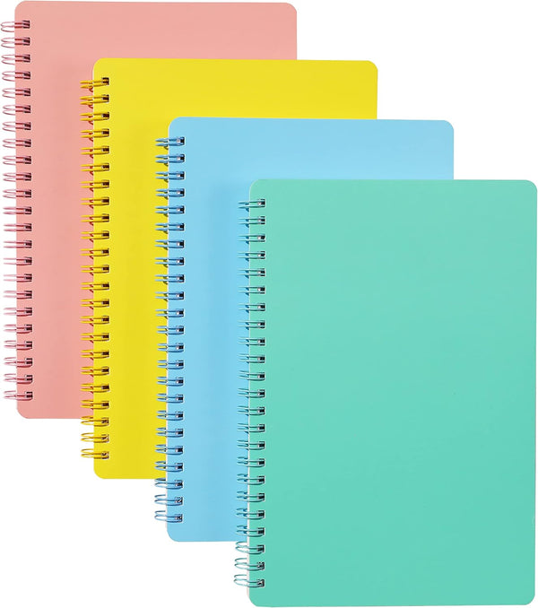 Spiral Notebook - 4 Pack, 5.6'' x 8.25'', 80 Sheets/160 Pages Each, Twin-Wire Binding, College Ruled Notebooks