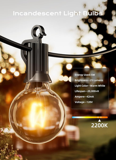 G40 Bulbs Bulbs E12 Bulbs 5W 120V, Pack 50 Brightown Clear Light Outdoor Light Globe Candelabra Screw Base