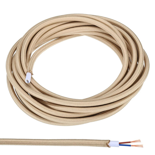 PATIKIL Fabric Cloth Covered Round Wire, 16.4ft 18AWG 2 Core Vintage Woven