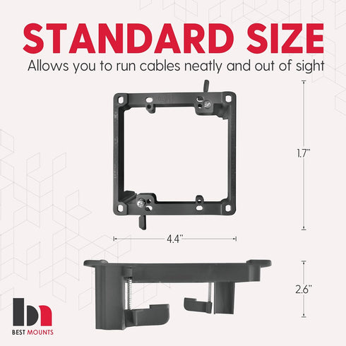 BestMounts - 1 Pack Low Voltage Mounting Brackets 2 Gang for Drywall Outlet Cable Pass Through Wall Plates - Cable Wall Plate Bracket for Old Work, Telephone Wires, Network Cable, HDMI, Speaker Wire