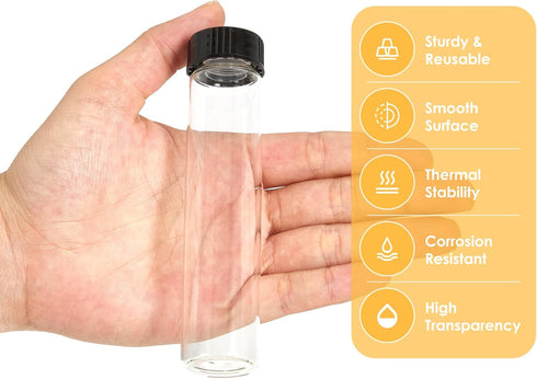 40ml Clear Glass Vials with Screw Caps and Plastic Stoppers, Leak-Proof Glass Test Tubes, 25PCS
