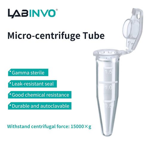 1.5ml Sterile Microcentrifuge Tubes with Safe-Lock Cap, Pack of 500, Conical Bottom Centrifuge Tubes