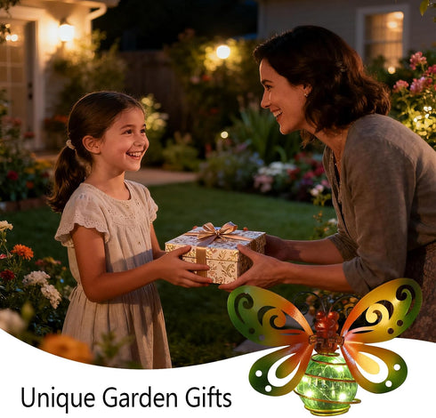 MAXTHOT Butterfly Garden Decor with Bouncy Springs Pendant Lights Birthday Gifts for Women Mom Grandma,Hanging Solar