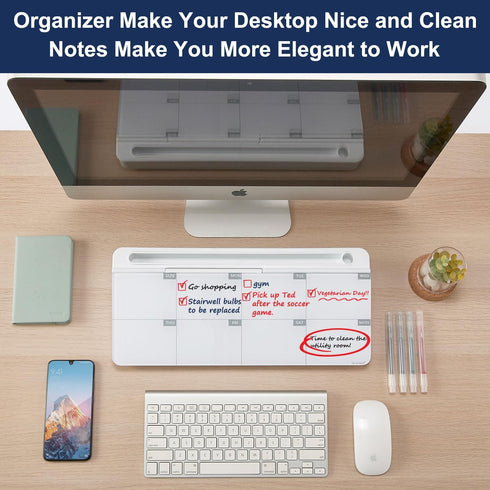 TSJ OFFICE Desktop Whiteboard Dry-Erase Board - Computer Keyboard Stand with Drawer, Desk Organizers for Home, Office,
