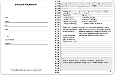 BookFactory Universal Note Taking System (Cornell Notes) / NoteTaking Notebook - 100 Pages, 8 1/2" x 11" - Wire-O (LOG-100-7CW-PP(Universal-Note))