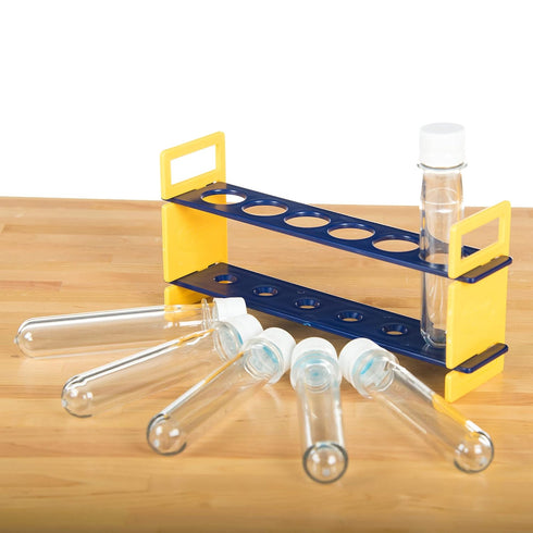 Steve Spangler's Large Plastic Test Tubes & Rack, Includes 6 Bottles and 1 Rack