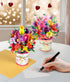 Set 6 3D Pop Up Flower Bouquet Card for Women Unique Floral Designs with Envelopes & Separate Blank Note Cards, Forever