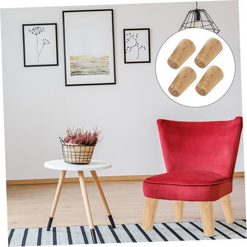 4pcs Uonlytech Solid Hardwood Bun Furniture Legs Replacement for Sofa Cabinet Coffee Table Tv Stand Easy Install