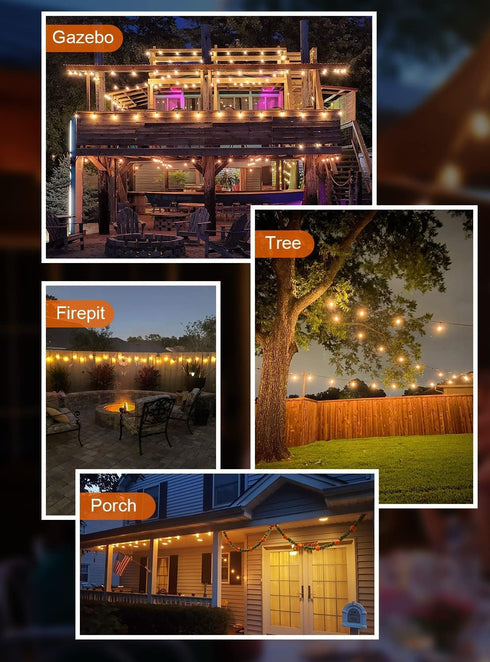 50FT ST38 Bulbs Dimmable GPATIO Outdoor String Lights, Shatterproof Patio Lights, Waterproof Outside Hanging Light