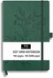 RICCO BELLO Green Leaves Hardcover Dot Grid Bullet Journal, Lay Flat Design, 5.7 x 8.4 inches, 160 Pages, 160 gsm