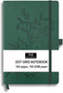 RICCO BELLO Green Leaves Hardcover Dot Grid Bullet Journal, Lay Flat Design, 5.7 x 8.4 inches, 160 Pages, 160 gsm