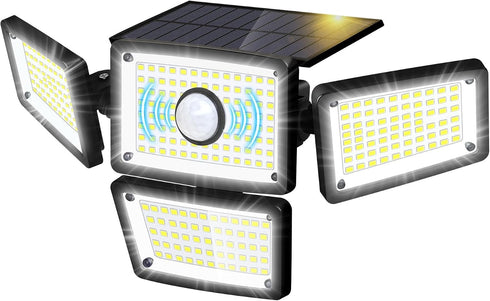 Solar Outdoor Motion Sensor Light, 4-Head 283 LED Solar Flood Light 3000LM