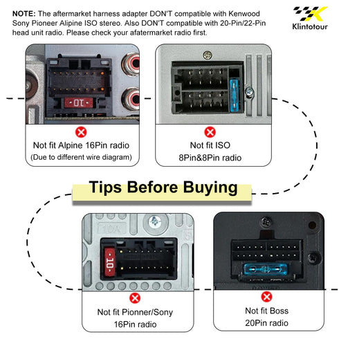 2003-2015, 16Pin Aftermarket Radio Wiring Adapter Compatible with Volkswagen Android Car Stereo Harness with SWC