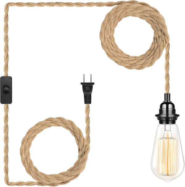 HURYEE Plug in Hanging Light Fixture, 15FT Pendant Lamp Lights Cord with