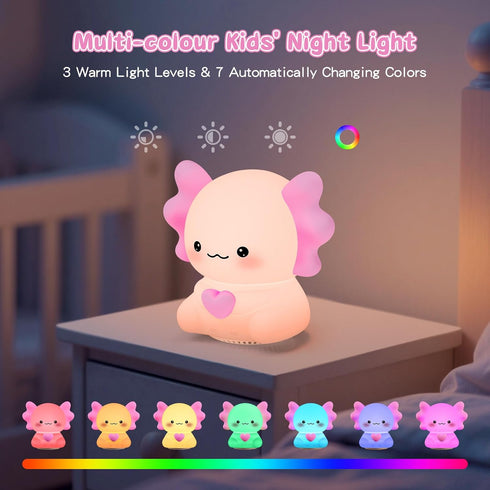 20 Axolotl White Noise Machine for Baby Sleep - Portable Night Light Sound Soother with Sleep Sounds, Wireless Speaker