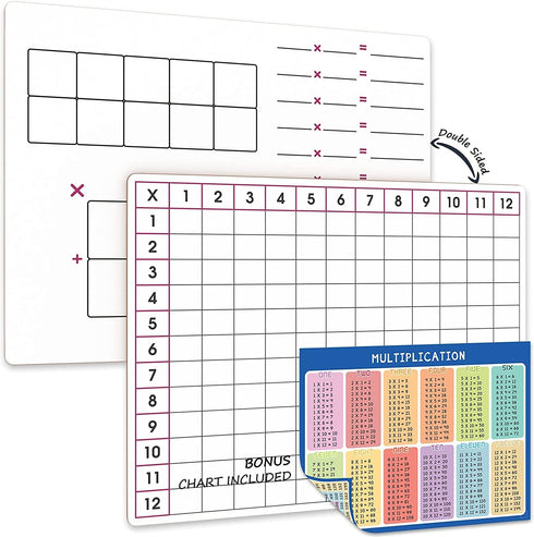 SCRIBBLEDO 11" x 14" Dry Erase Multiplication Chart Whiteboard, Double Sided for Homeschool Classroom