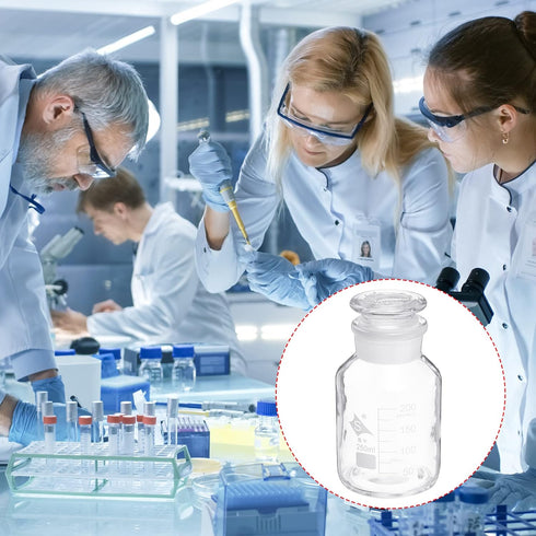 PATIKIL 250mL Reagent Media Bottle, 1Pcs Round Graduated Glass Storage Bottle with Clear Cap