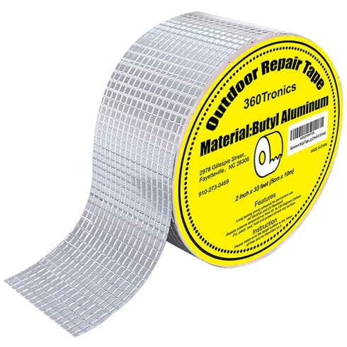 Super Waterproof Tape, 2" X 33', All Weather Metal Roof Butyl Rubber, UV-Resistant Leak Proof Aluminum Foil