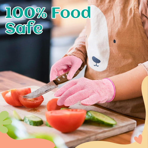 Evridwear Cut Resistant Gloves for Kids 4-6 Years, Level 5 Protection for Cooking, Whittling, Gardening