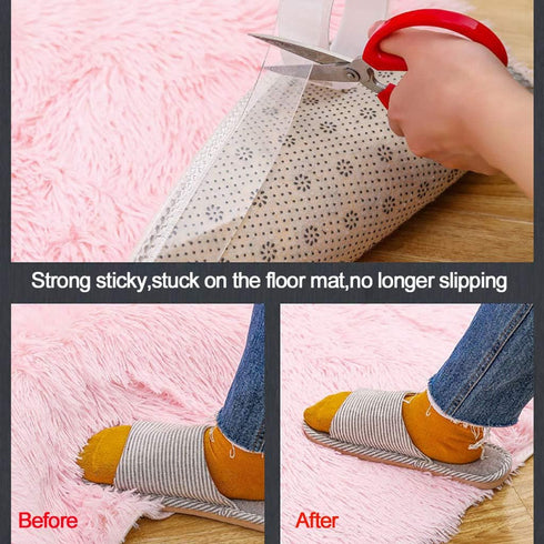 Double Sided Reusable Carpet Tape, Strong Adhesive Rug Gripper for Home Floor, Transparent - 2mm