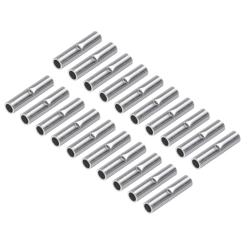 MECCANIXITY 200Pcs Non Insulated Butt Connectors, 22-16AWG Wire Connector BN1.25 for Electrical Crimp