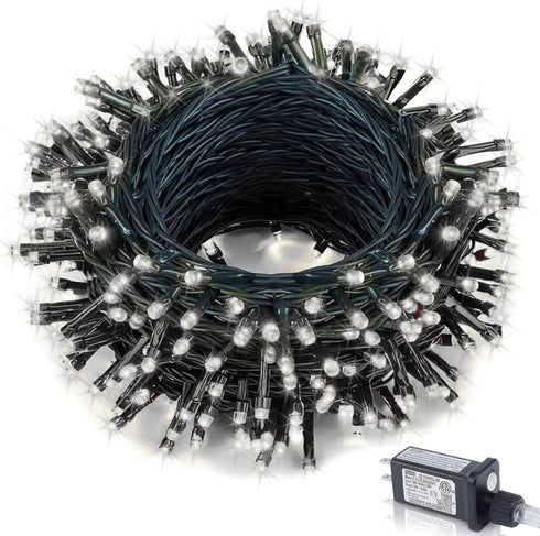 Wotilzeen 100FT 300 LED Christmas String Lights Outdoor Tree Lights Green Wire Twinkle