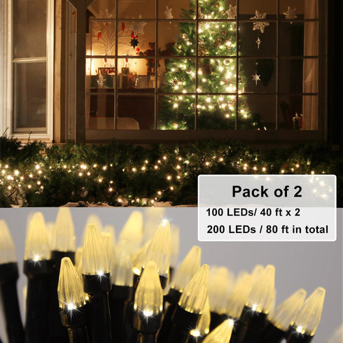 2 Pack 200 80ft Solhice Solar String Lights for Outside, LED Total Solar Powered String Lighting Outdoor Waterproof