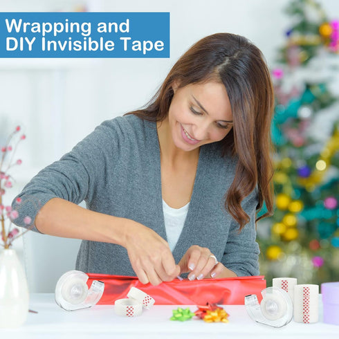 Yahenda 64 Pcs Invisible Tape - Refillable Dispensers, 0.7 x 985 Inches Transparent Tape for Office Home School